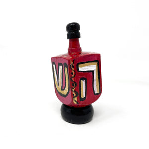 Red Dreidel with Gold Accents - Hand Painted Wooden Dreidel - Hanukkah Gift for Him or Her - Unique Judaica