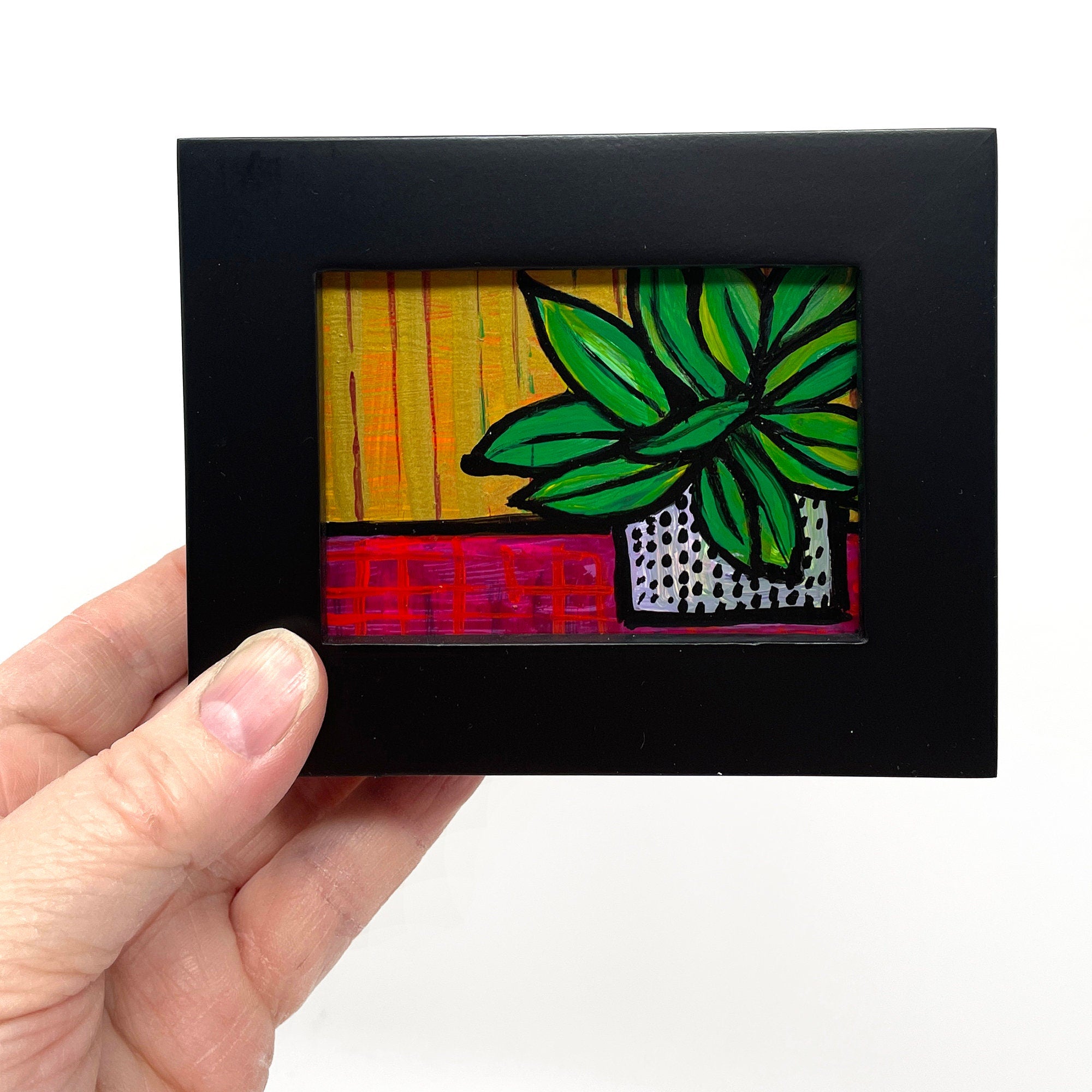 Collection of Mini Plant Paintings for Gallery Wall, Desk, or Shelf - Pair of Small Original Plant Paintings
