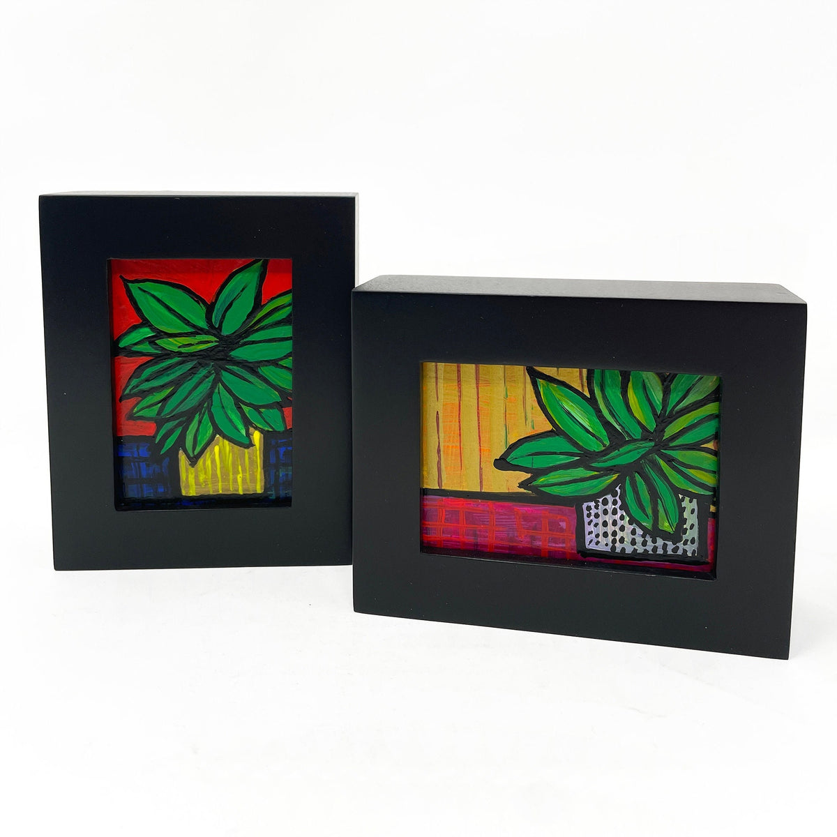 Collection of Mini Plant Paintings for Gallery Wall, Desk, or Shelf - Pair of Small Original Plant Paintings