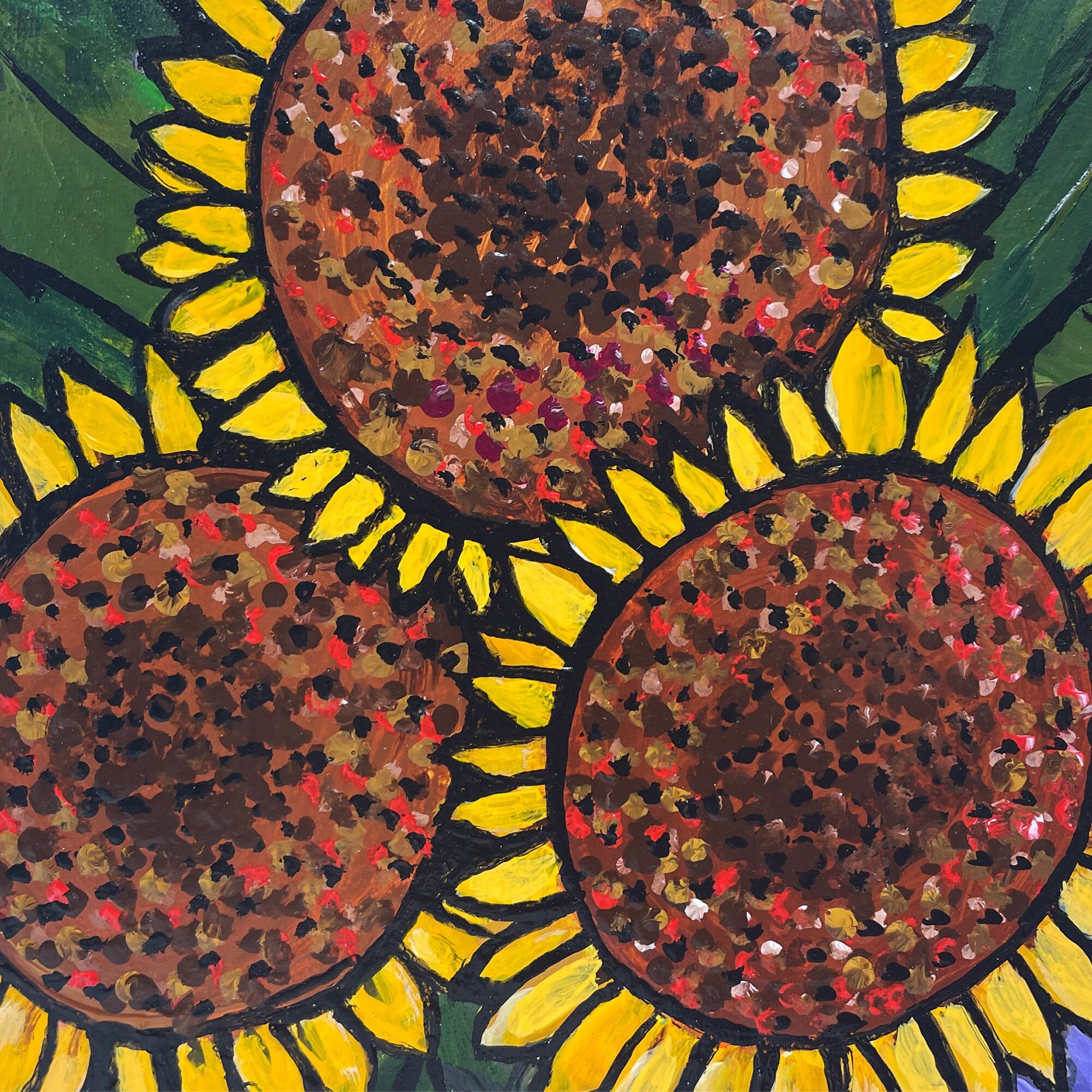 Original Sunflower Painting - Whimsical Sun Flower Still Life Art - Bright Colors - Colorful Happy Art - 6x12 inches