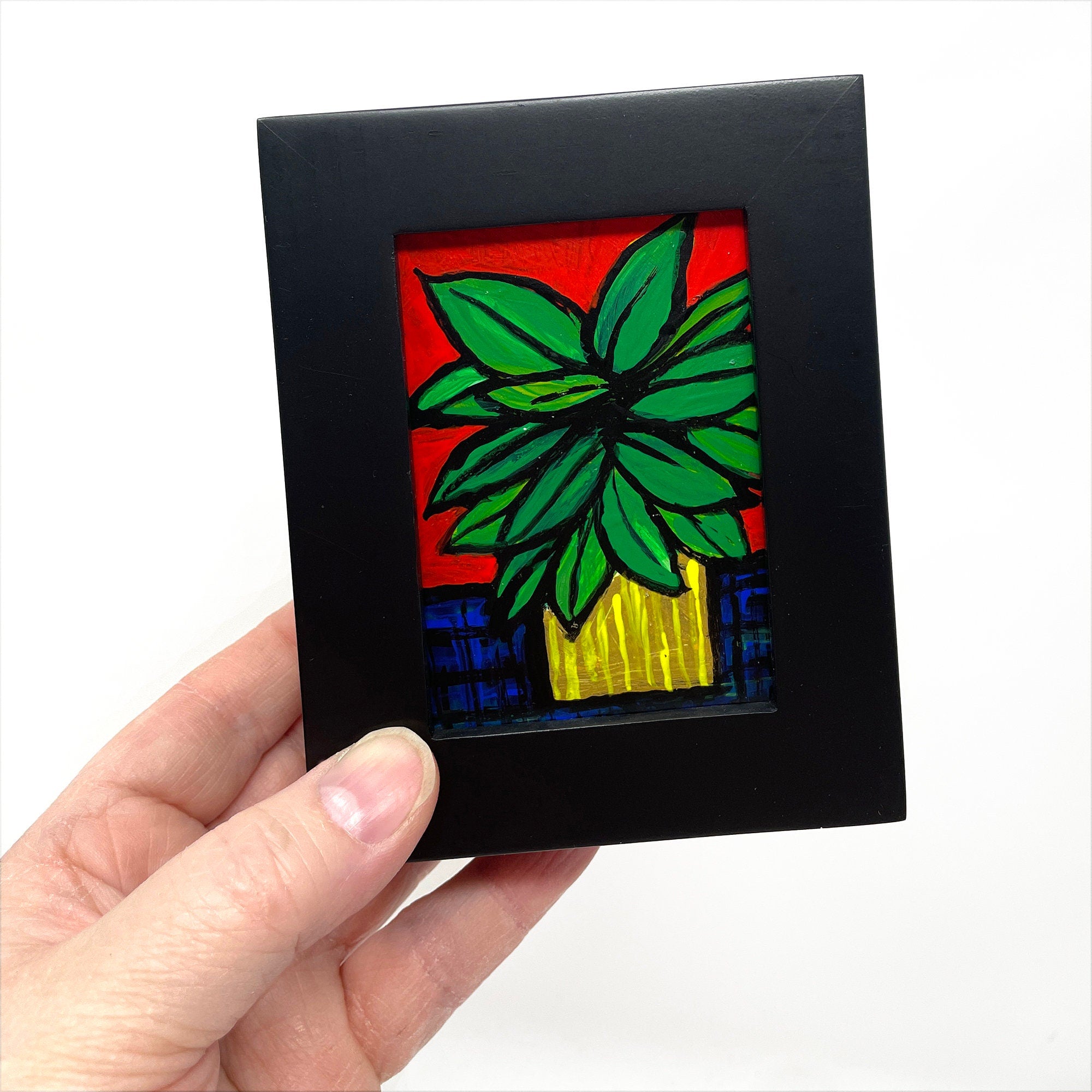 Collection of Mini Plant Paintings for Gallery Wall, Desk, or Shelf - Pair of Small Original Plant Paintings
