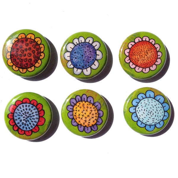 Whimsical Flower Magnets or Pins