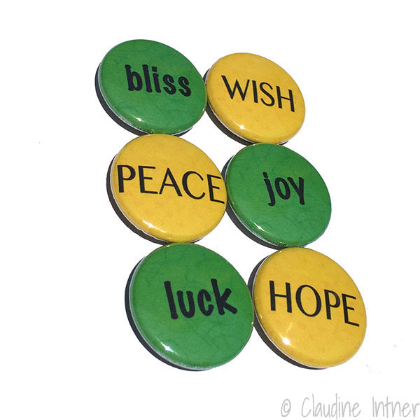 PEACE love HOPE Word Magnets or Pins