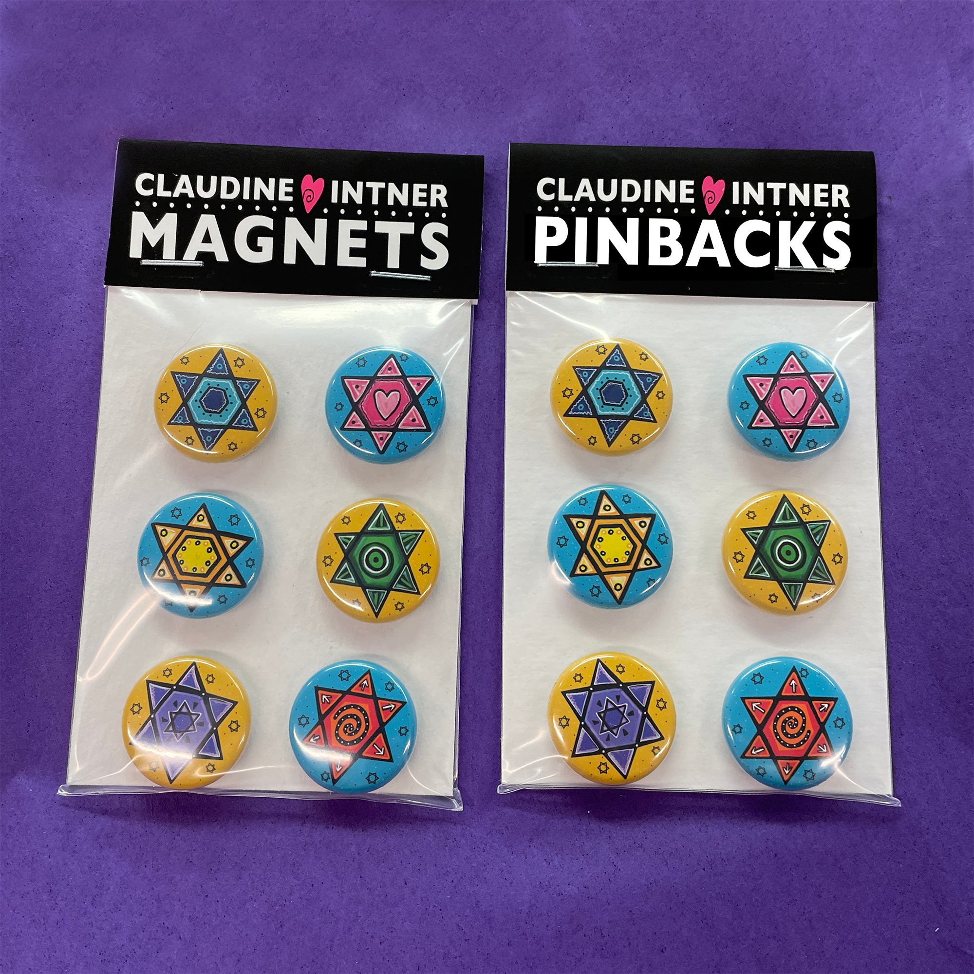 Star of David Magnet Set or Pin Back Button Set