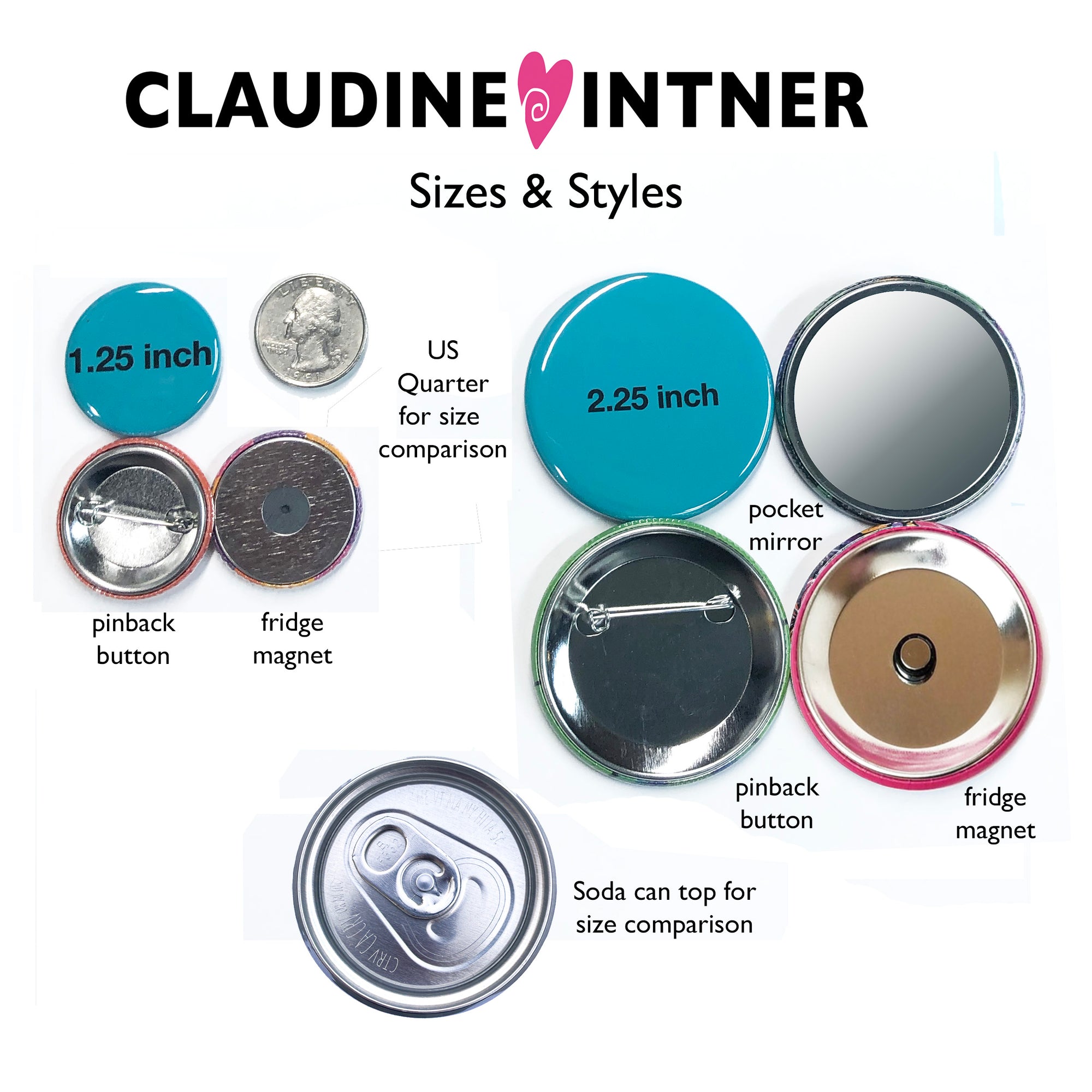 Inner Buttons Embrace Your Inner Artist Magnet, Pin Back Button or Pocket Mirror ...