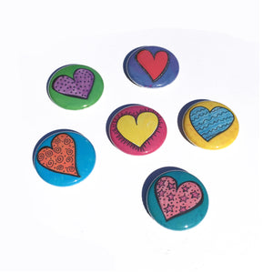 side view of round heart buttons