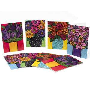 Set of Blank Flower Cards with Envelopes for Thank You, Birthday, Wedding, Any Occasion - Set of 8 Floral Notecards