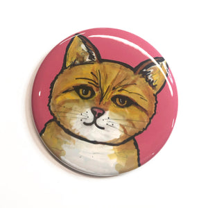 Cute Tabby Cat Magnet, Pin Back Button, or Pocket Mirror - Animal Lover Gift