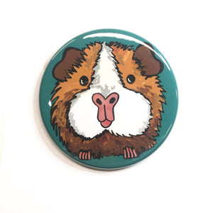 Cute Guinea Pig Magnet, Pin Back Button, or Pocket Mirror - Animal Lover Gift