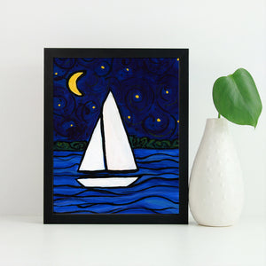 Sailboat at Night Print