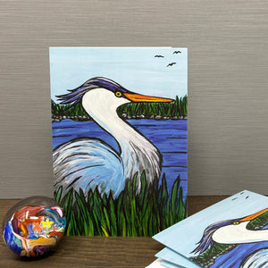 Great Blue Heron Notecard - Chesapeake Bay Maryland Inspired Art - Blank Greeting Card