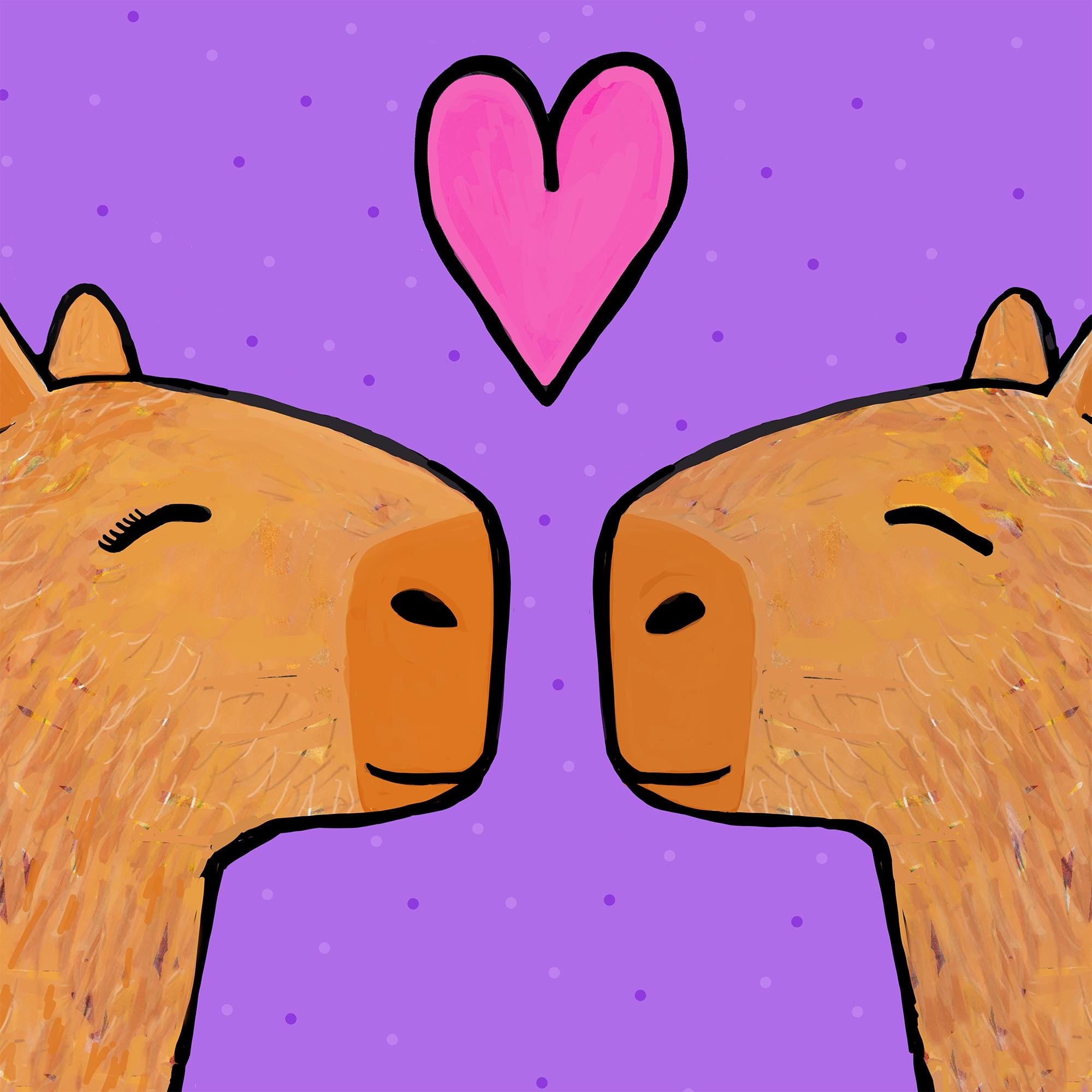 Detail from Capybaras in Love showing hair and background details