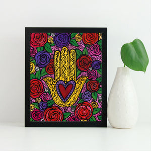 Rose Heart Hamsa Print