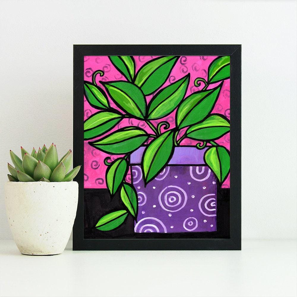 Potted Pothos Plant Print