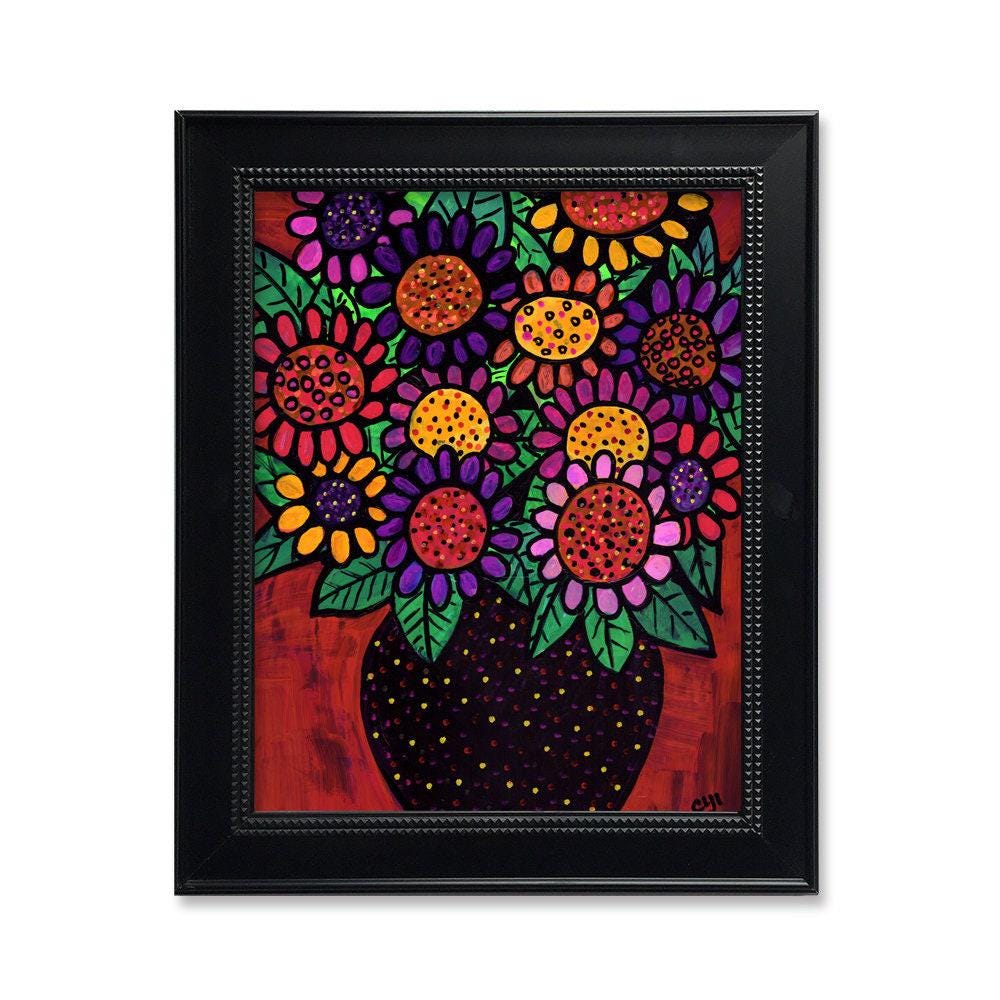 Playful Posies Whimsical Floral Art Print