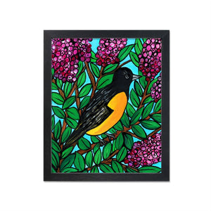 Oriole Bird with Crape Myrtle Art Print
