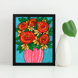 Roses and Lillies Art Print