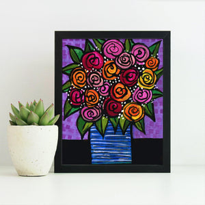 Whimsical Vase of Roses Print
