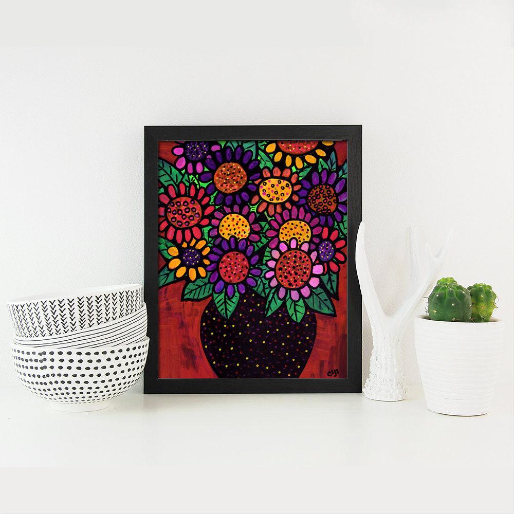 Playful Posies Whimsical Floral Art Print