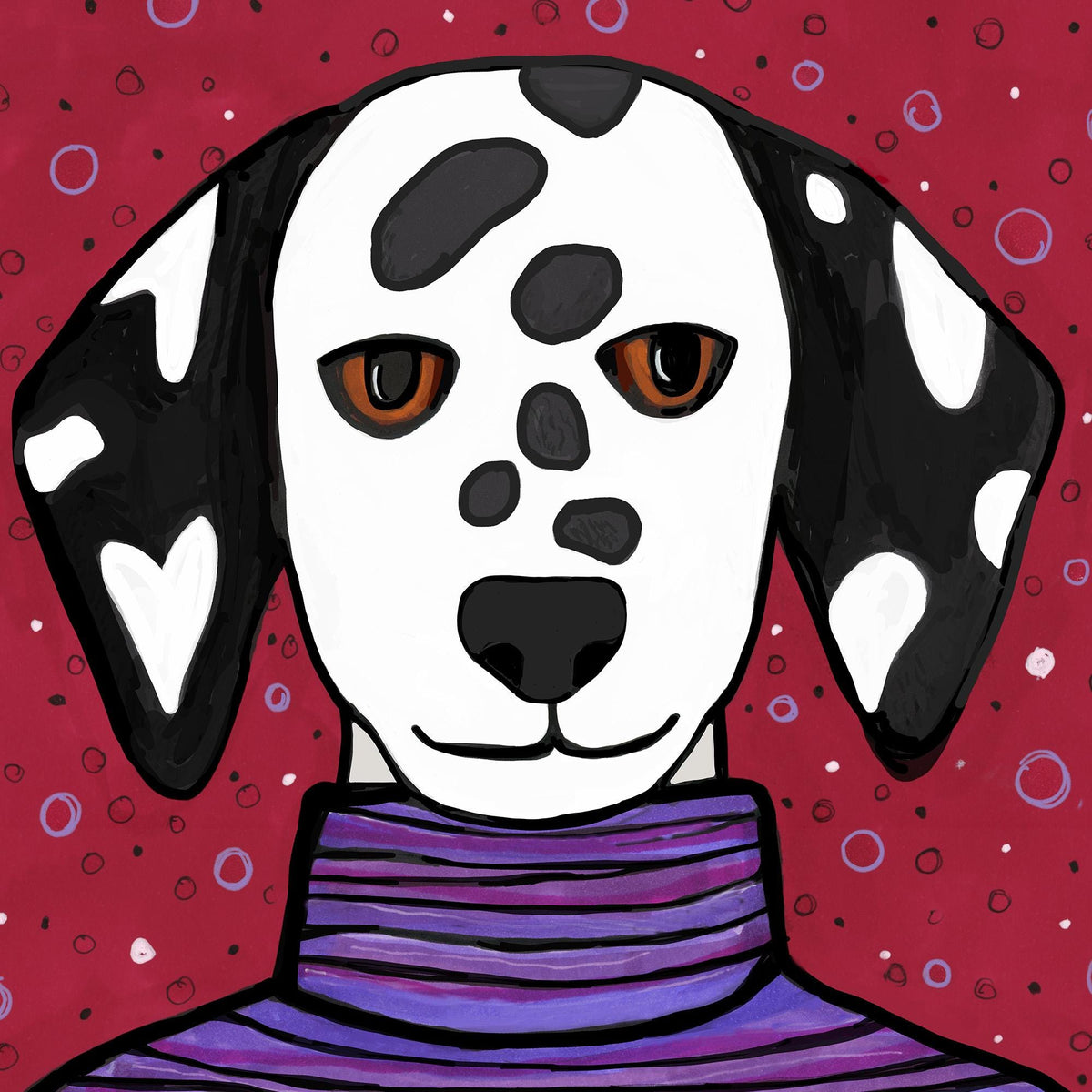 Close up of Dottie the Dalmation art print