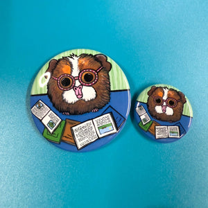 Two different sizes of button - Ginger the Guinea Pig - 2.25 and 1.25 inch