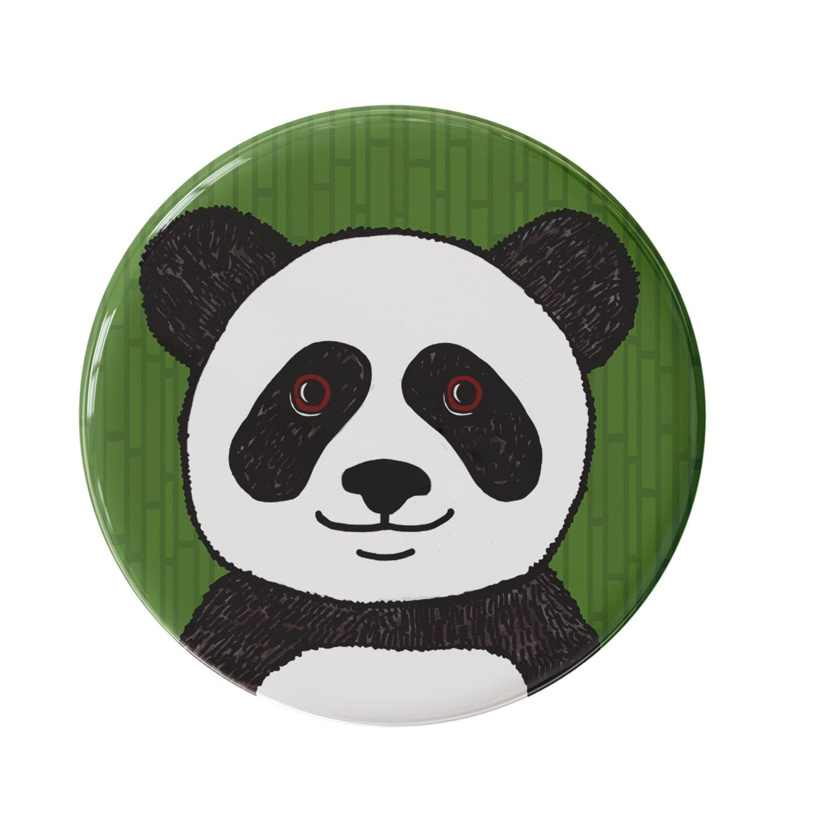 round green button with black and white panda