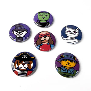 another view of cat and dog buttons on a white background