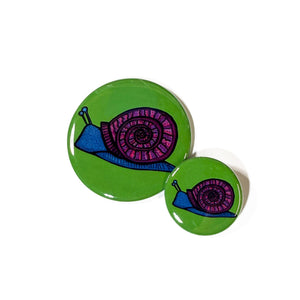 2.25 inch and 1.25 inch blue snail buttons