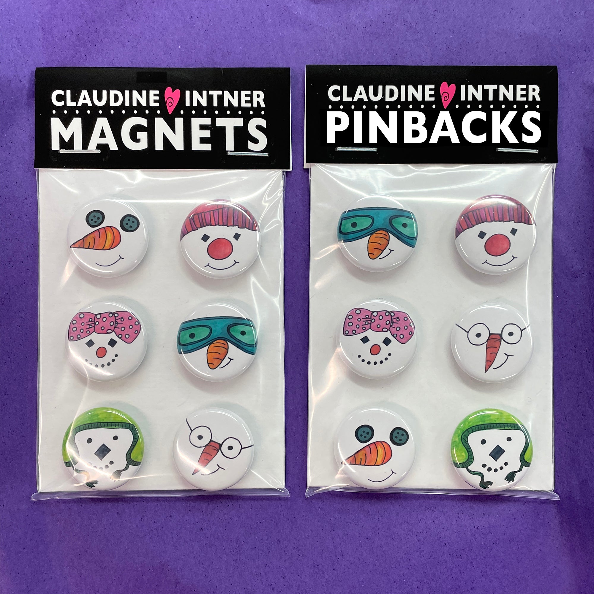 Snowman Magnets or Pins Set