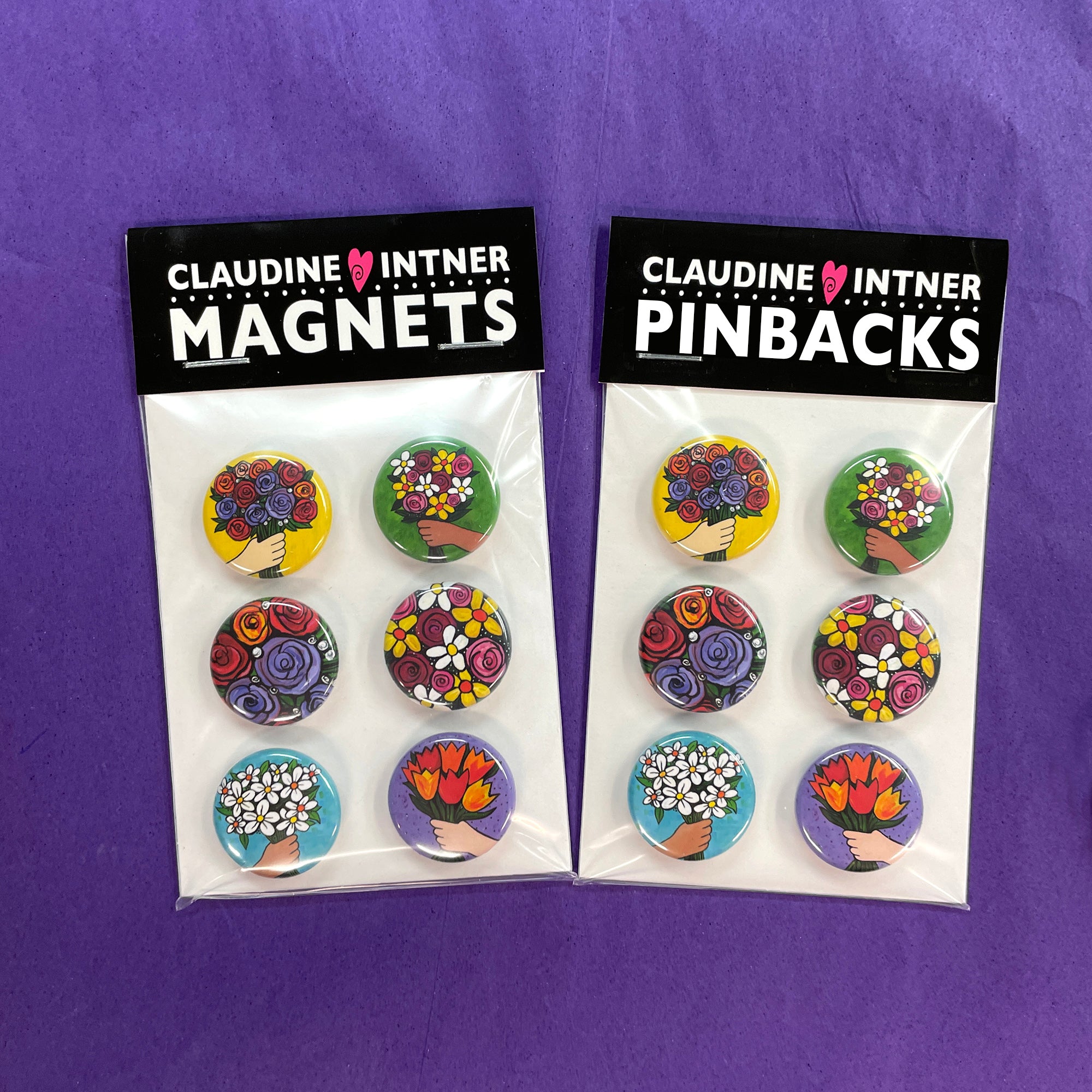 Flower Magnet or Pin Set