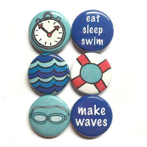Swimming Magnets or Pinback Buttons