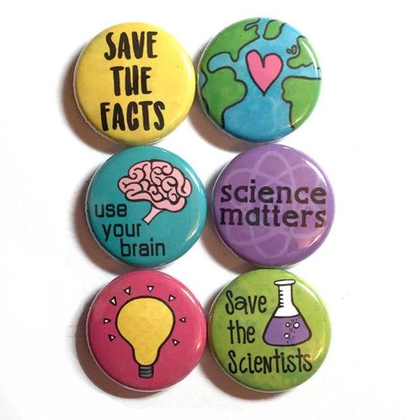 Science Pin Back Buttons or Fridge Magnets - Claudine Intner