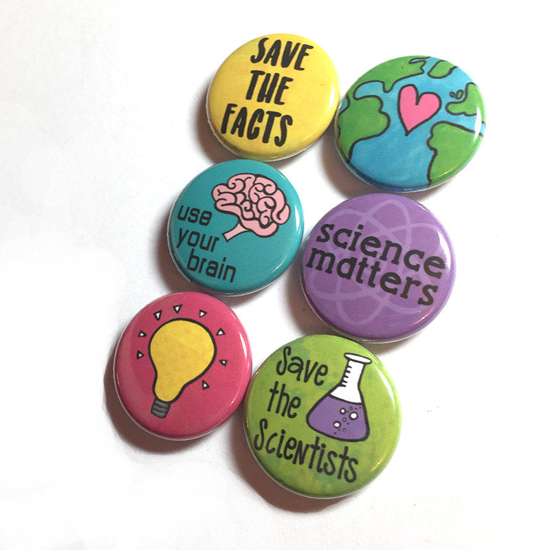 Science Pin Back Buttons or Fridge Magnets