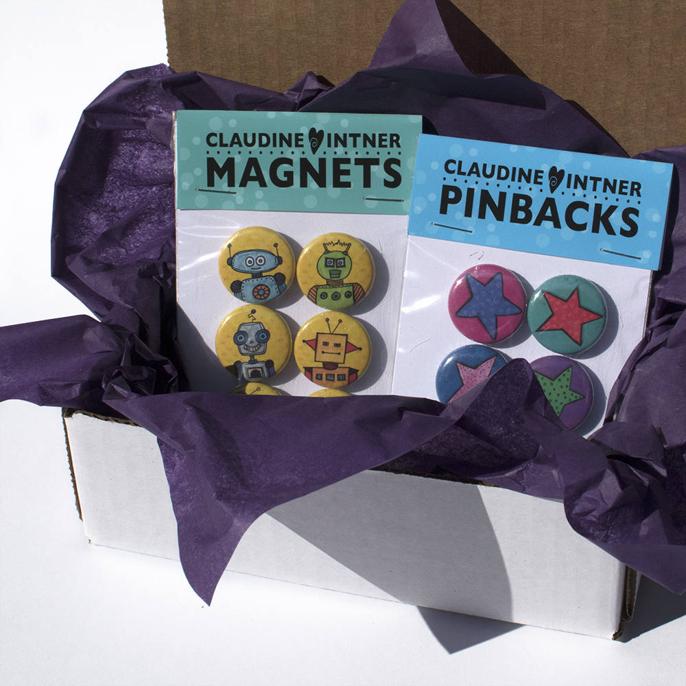 MultiColor Magnets or Pinback Buttons Set - Office, Kitchen, or Fridge Magnets or Pins - Gift under 10 dollars