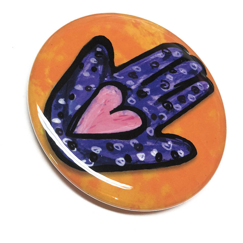Heart Hamsa Mirror, Magnet, or Pin Back Button