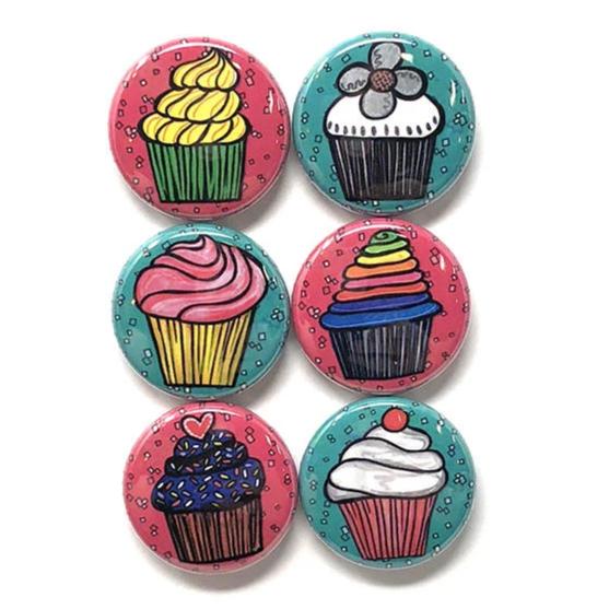 Cupcake Magnets or Cupcake Pinback Buttons