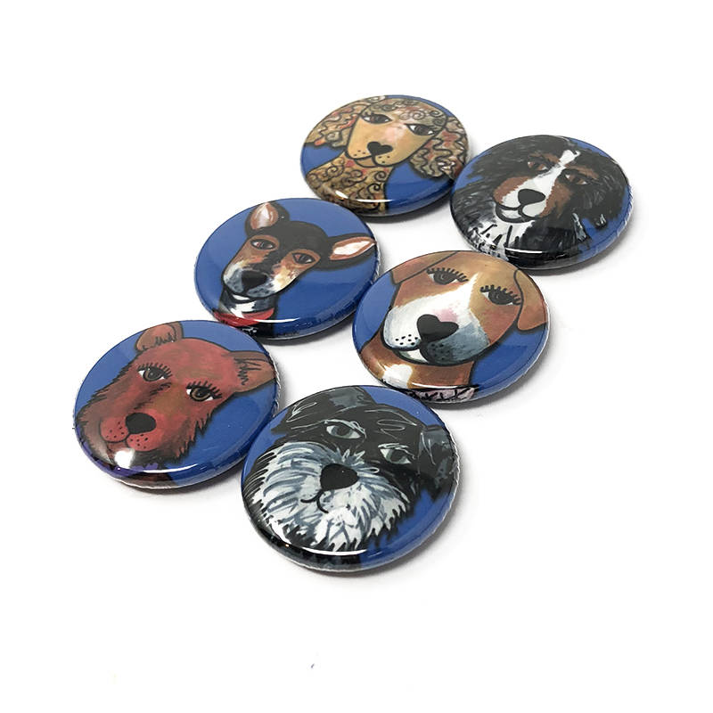 Cute Dog Magnets or Dog Pinback Buttons