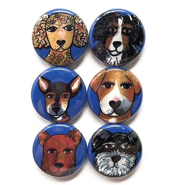 Cute Dog Magnets or Dog Pinback Buttons