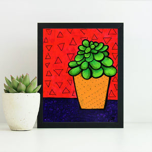 Jade Plant Print - Botanical Art Print in Bright Colors 