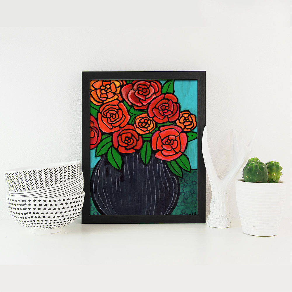 Red Rose Print - 5x7, 8x10, or 11x14 Art Print with Optional Mat 