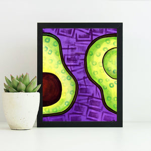 Perfect Avocado Print - Purple and Green Kitchen Wall Art Decor 