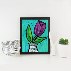 Purple Tulip Print - Whimsical Floral Art Print 