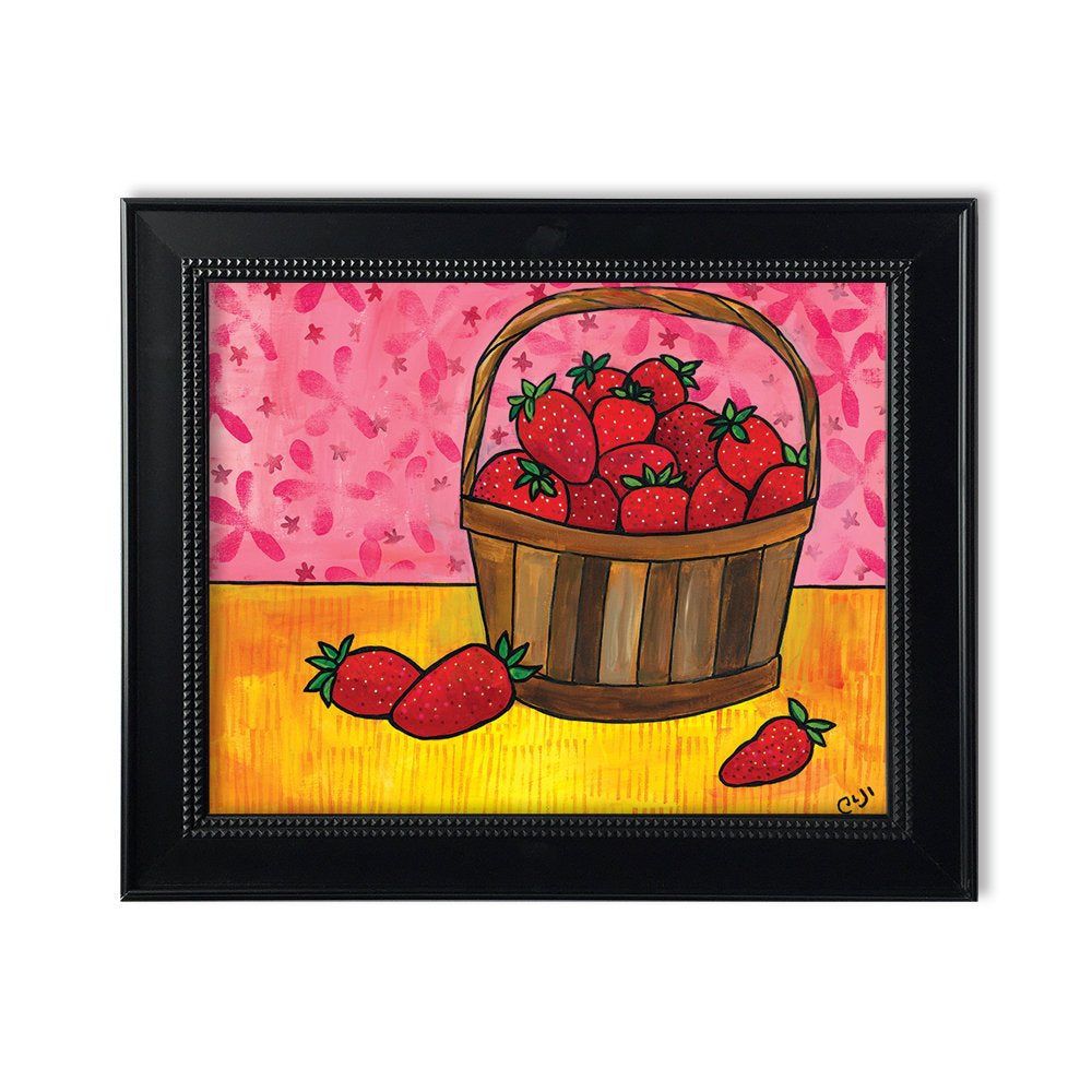 Strawberry Print - Basket of Strawberries Still Life Art Print 