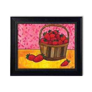 Strawberry Print - Basket of Strawberries Still Life Art Print 