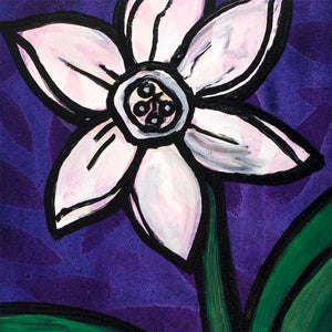 White Daffodil Painting - Small Original Art by Claudine Intner 