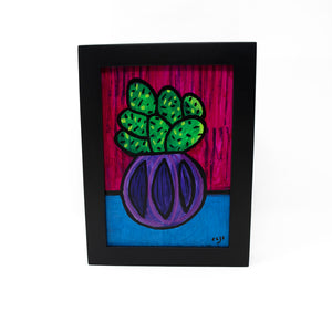 Happy Cactus Painting - Succulent Art 
