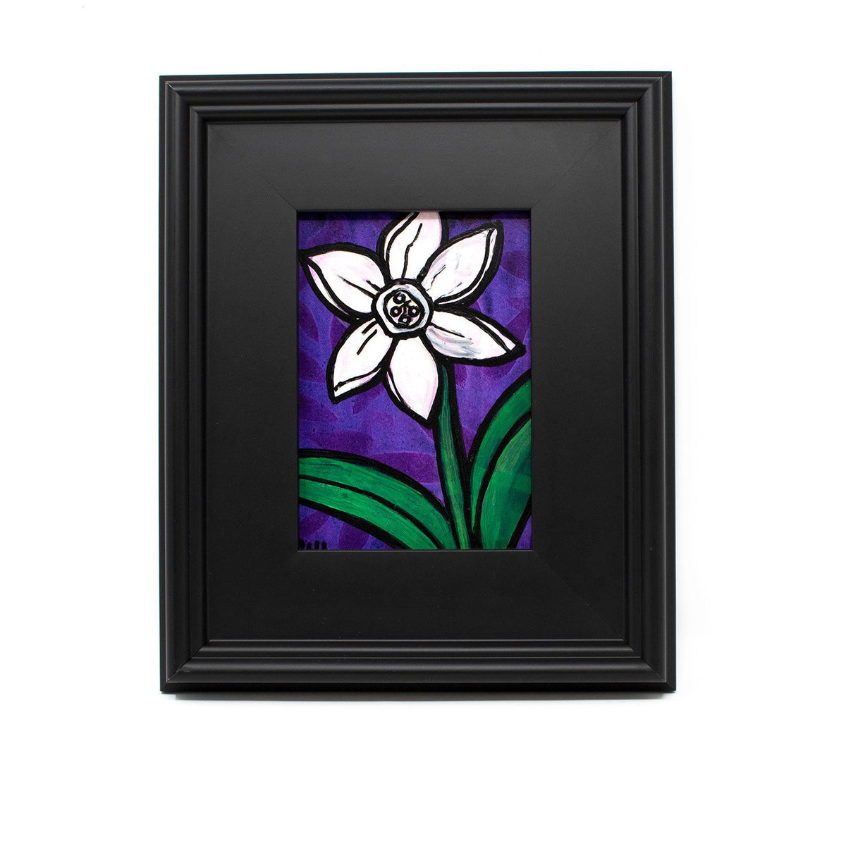 White Daffodil Painting - Small Original Art by Claudine Intner 