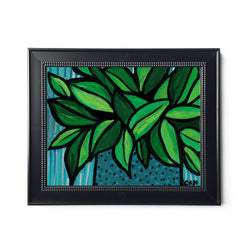 Happy Little Plant Print - Green and Blue Art Giclee - Green Leaves - Colorful Home Decor