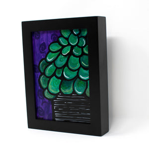 Purple and Green Jade Plant Painting Original - Succulent Lover Gift 