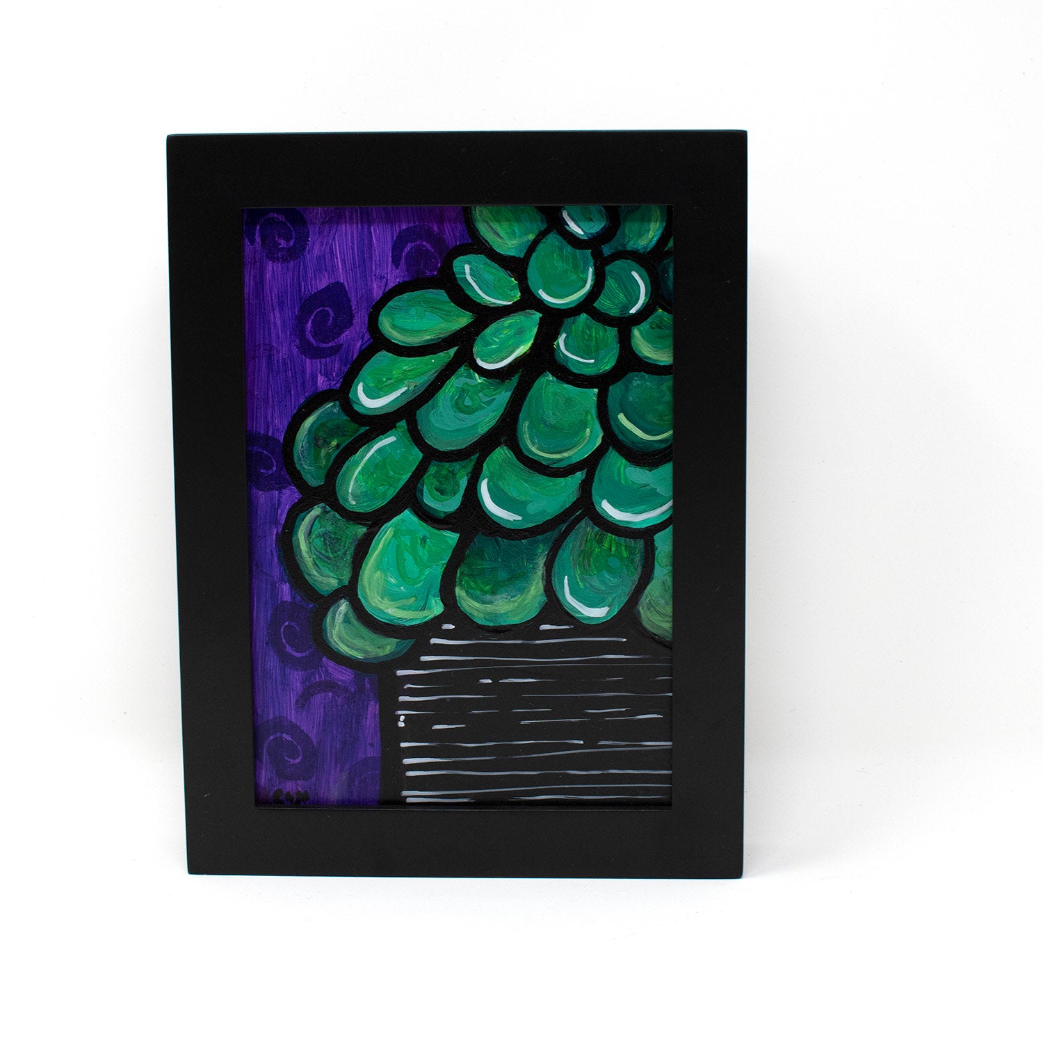 Purple and Green Jade Plant Painting Original - Succulent Lover Gift 